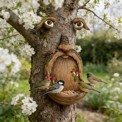 Playful Tree Faces Decor Outdoor (9.9" Tall), Whimsical Tree Decorations Outdoor for Gardens & Yards, Adding Personality to Nature for Your Lawn & Garden Ornaments