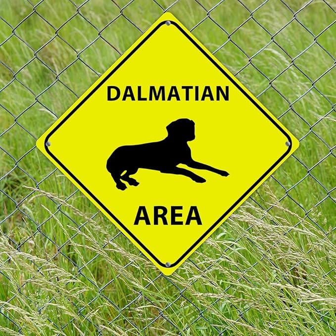 Caution Dalmatian Crossing XING Tin Sign Dalmatian Dog Area Warning Street Sign Dalmatian Novelty Caution Road Sign for Man Cave Yard Garage Porch 12x12in
