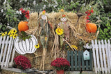 Morning View Pumpkin Garden Stakes Metal Yard Sign Fall Decor Outdoor Autumn Yard Stake Art Pumpkin Lawn Ornaments for Patio Porch Thanksgiving Halloween Harvest 30 Inches Tall Set of 2(White)