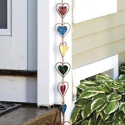 Ancient Graffiti Multicolor Heart Rain Chain, 4" x 96" x 4"