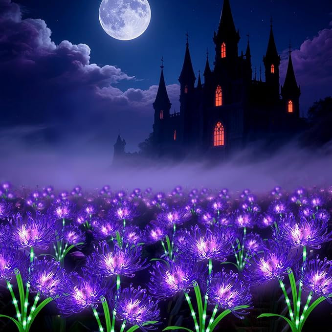 Solar Garden Flower Lights Outdoor, 8 Pack Purple Spider Lily Solar Lights with Glowing Stems, IP65 Waterproof LED Yard Decor for Patio Lawn Pathway,Gift for Women Mom Grandma