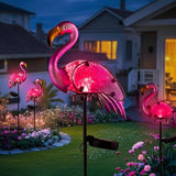 Solar Lights Outdoor,Flamingo Gifts for Women,Pink Flamingos for Yard Art Decor,Solar Metal Flamingo Lights Outdoor,Solar Powered Statues for Garden Yard Lawn Patio