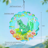 Frog Wind Spinners Outdoor Hanging 3D Frogs Wind Sculpture Outdoor for Silhouette Decoration Gifts,12 Inch Stainless Steel Wind Spinner for Yard, Porch,Balcony,Home,Patio,Spring Garden Decor