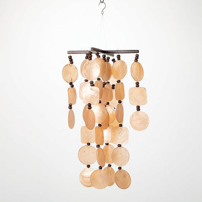 Woodstock Wind Chimes for Outside, Outdoor Decor, Garden and Patio Decor, Summer Marigold Capiz Wind Chime, 21'' (C207)