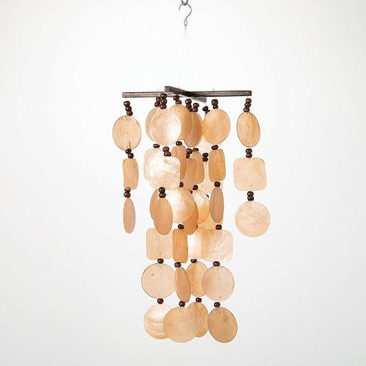 Woodstock Wind Chimes for Outside, Outdoor Decor, Garden and Patio Decor, Summer Marigold Capiz Wind Chime, 21'' (C207)
