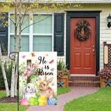 He Is Risen Easter Garden Flag for Outdoor Spring Christian Cross Floral Bunny Egg Yard Banner Religious Resurrection Sunday Decor Double Sided Farmhouse House Welcome Flags 12x18 Inch