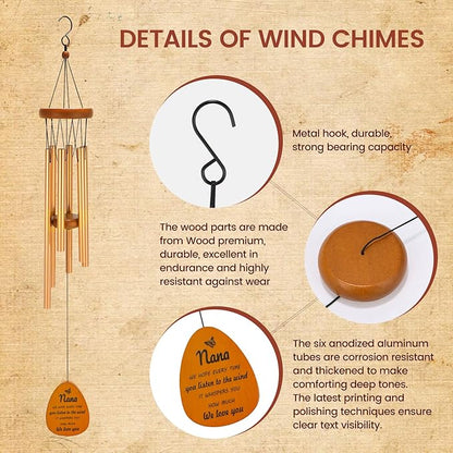 Gift for Nana from Grandkids Unique Outdoor Windchimes, Thoughtful Gifts Ideas for Christmas, Thanksgiving, Mother's Day & Birthday