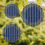 Abstract Geometric Striped Round Wind Spinner 8", 3D Stainless Steel Wind Spinners for Yard and Garden Navy Blue Indoor Outdoor Metal Hanging Craft Ornaments for Porch Lawn Home Party Decoration