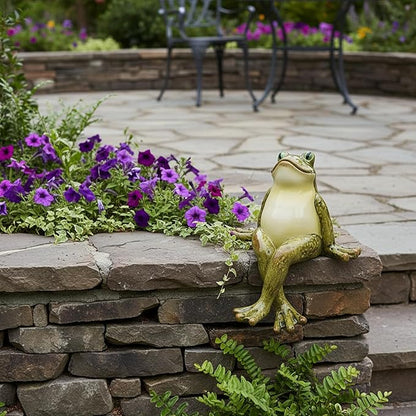 Braxio Frog Statue Outdoor Garden Decor - 2-Pack Sitting Frog Sculptures for Patio, Yard, Plant Pot, Cute Cartoon Frog Figurines Home Decor Gift, Resin Art Ornament 4.2 x 4.5 x 5.2 Inches
