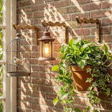 2 Pack Wooden Wall Plant Hangers, 12 Inch Wavy Hanging Plant Hooks Walnut Color Hanging Brackets for Indoor Outdoor Flower Pots, Wind Chimes, Lanterns, Bird Feeders