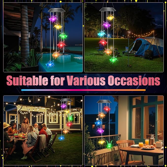 Thyle Outdoor Solar Flying Pig Wind Chimes Lights Color Changing Flying Pig Chimes Romantic Solar Powered Wind Bell Waterproof Lights for Garden Room Patio Indoor Outdoor Decoration