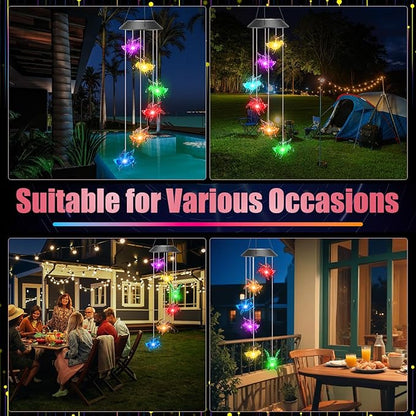 Thyle Outdoor Solar Flying Pig Wind Chimes Lights Color Changing Flying Pig Chimes Romantic Solar Powered Wind Bell Waterproof Lights for Garden Room Patio Indoor Outdoor Decoration