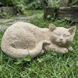 Beige Sleep Statues Outdoor Decorative, Dog Memorial Statue for Yard Lawn Patio Porch, Garden Pet Grave Marker Figures, 9.44" L x 6.29" W x 4.33" H