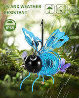 iStatue Solar Hanging Metal Butterfly Light - Weather Resistant Decorative Lights with Bouncy Springs for Garden and Patio - Spring Summer Decorations (Blue)