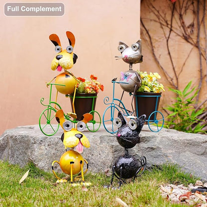Solar Dog Statue Lights Outdoor Metal Yard Art - Funny Puppy Statue for Garden Patio Decor Lawn Ornaments(Sitting Dog)