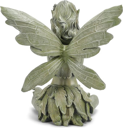Napco Zen Flower Fairy Pale Green 11 Inch Resin Stone Outdoor Garden Statue