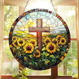 Sunflower Memorial Window Hanging Suncatcher Faux Stained Hummingbirds and Flowers for Women Elegant Home Wall Decor Suncatchers Indoor Window Suncatchers