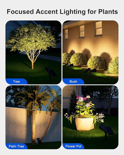 2 Pack Solar Spotlights Outdoor Waterproof for Christmas Hanging, Tree, Wreaths, Snowman, Elk, Adjustable Panel Solar Power Landscape Uplights for Outside Garden, Backyard, Patio, Sidewalk,Warm White