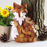 Teaeeno Metal Fox Garden Statue - Standing Fox Yard Art Decor, Maple Leaf Outdoor Lawn Art, Perfect for Patio