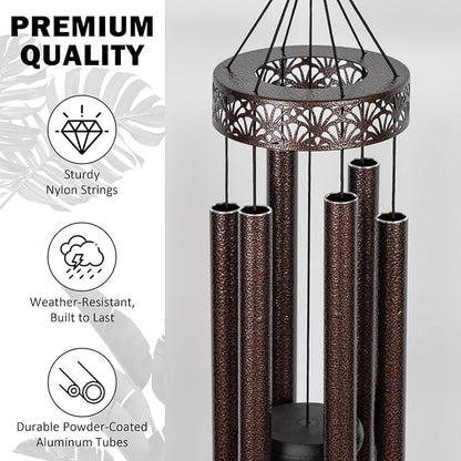 Vanquer Wind Chimes for Outside Deep Tone - 38'' Wind Chimes Outdoor Clearance, Deep Tone, Soothing, Windchimes Outdoors, Memorial, Sympathy, Garden Patio Yard, Home Décor (38" Bronze)
