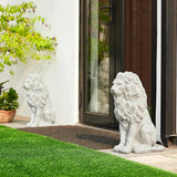 Glitzhome Guardian Sitting Lion Garden Statue MGO Outdoor Decoration, 20.75" H, White