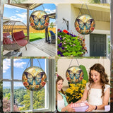 Rngmsi Butterfly Stained Glass Window Hanging Decor, 7.8″ Sun Catchers Stain Glass Window Hanging Indoor, Flower Suncatcher with Hook Home Wall Art Gift for Thanksgiving Christmas Housewarming