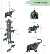 35" Elephant Wind Chimes for Outside, Elephant Wind Chimes Gifts for Mother's Day, Garden Decor for Outdoor Porch Patio Home Yard Decorations
