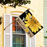 AVOIN colorlife Spring Summer Bee Sunflower House Flag 28x40 Inch Double Sided, Welcome Holiday Burlap Yard Outdoor Decoration