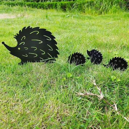 Wrought Iron Decoration Hedgehog Wrought Iron Garden Stake Standing Metal Backyard Statue Animal Hollow Yard Ornament