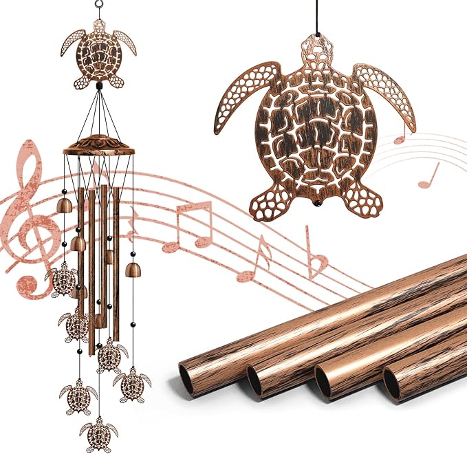 Turtle Wind Chimes for Outside, Sea Turtle Gifts for Women/Men/Mother/Father, Metal Windchimes for Birthday/Christmas/Thanksgiving, Seaturtle Decor for Patio, Garden,Yard, Home