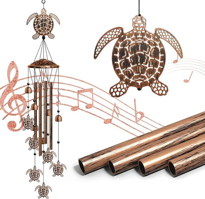 Turtle Wind Chimes for Outside, Sea Turtle Gifts for Women/Men/Mother/Father, Metal Windchimes for Birthday/Christmas/Thanksgiving, Seaturtle Decor for Patio, Garden,Yard, Home
