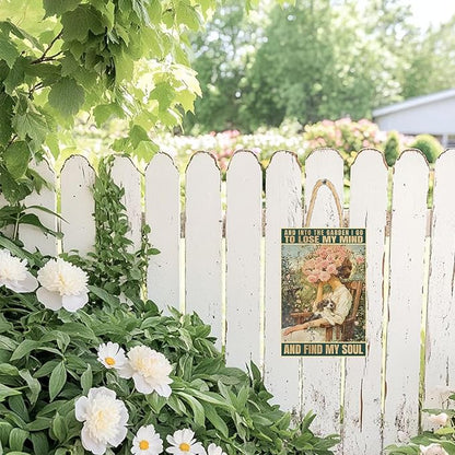 Backyard Wall Decoration Women's Garden Gift for Yard, Backyard, Patio & Porch Decor AND INTO THE GARDEN I GO Wooden Sign for Home,Farm,Yard Outdoor Yard Art 12×8inches