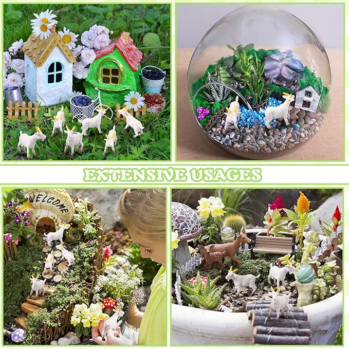 Foilswirl 50 Pcs Mini Goat Figurines Miniature Resin Farm Animal Figurines Set for Decorating Outdoor Micro Landscape Mini Gardens Potted Plant Accessories and Creative DIY Props Cake Topper (Goat)