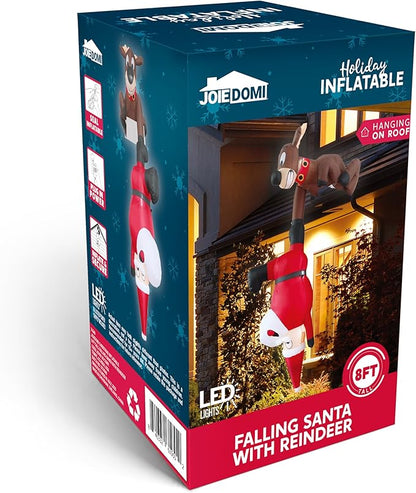 Joiedomi Hanging Christmas Inflatables Decoration, Christmas Inflatable Reindeer and Climbing Santa, Blow Up Santa with Build-in LED for Xmas Party Indoor, Outdoor, Yard, Garden, Lawn Decor