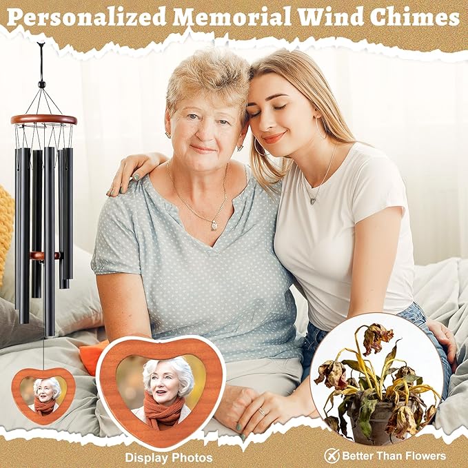 Memorial Wind Chimes for Outside - Personalized Cardinal Sympathy Wind Chimes Gifts for Loss of Loved One, Loss Mom Dad Grandpa Grandma Bereavement Remembrance Grief Gifts