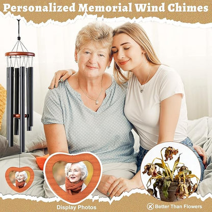 Memorial Wind Chimes for Outside - Personalized Cardinal Sympathy Wind Chimes Gifts for Loss of Loved One, Loss Mom Dad Grandpa Grandma Bereavement Remembrance Grief Gifts