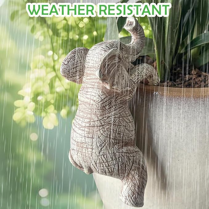 Elephant Resin Decorative Garden Statue – Outdoor Yard Art and Lawn Ornament, Gifts for Women & Men, Elephant Lover Sculpture, Patio & Garden Decor