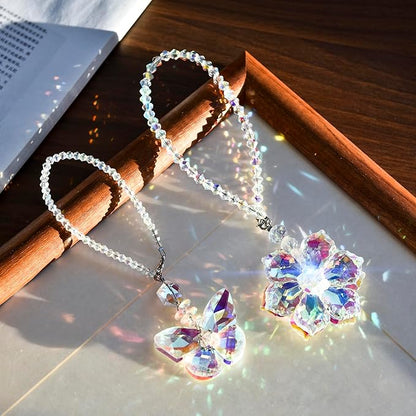 Hanging Crystal Sun Catcher, Hanging Car Decoration, Crystal Ornament for Car, Rainbow Prism, Home Decoration (Butterfly)