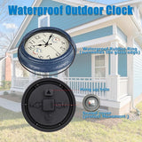 Crosstime 12 Inch Outdoor Clock with Thermometer & Hygrometer, Vintage Blue Wall Clock Waterproof, Easy to Read Decor for Patio,Garden, Pool, Backyard, Farmhouse, Bathroom