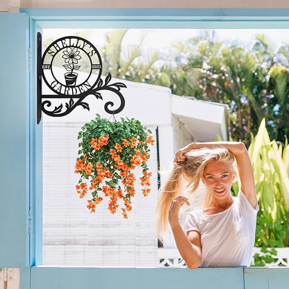 Personalized Metal Plant Hanger Outdoor and Indoor Decor, Custom Hanging Plants Bracket, Plant Hooks for Bird Feeder, Wind Chime, Flower Baskets, Hanging Plant Hooks (Flowers)