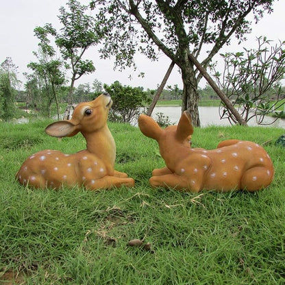 Garden Ornaments Decor Statue Outdoor,for Friends Gifts Art Ornaments Decor Crafts Figurines Collectible Prop Vivid Animal Figurines Arts Real Life Fallow Deer Statue Fawn Resin Sculpture
