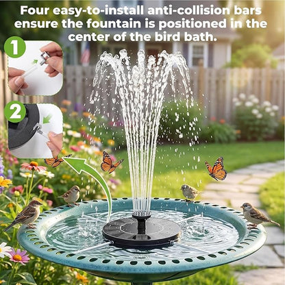 Solar Fountain for Bird Bath: Floating Mini Solar Powerd Water Fountain Outdoor with 6 Nozzles 2026 Upgraded Mini Fountains Pump for Brids Bath Garden Pond Pool