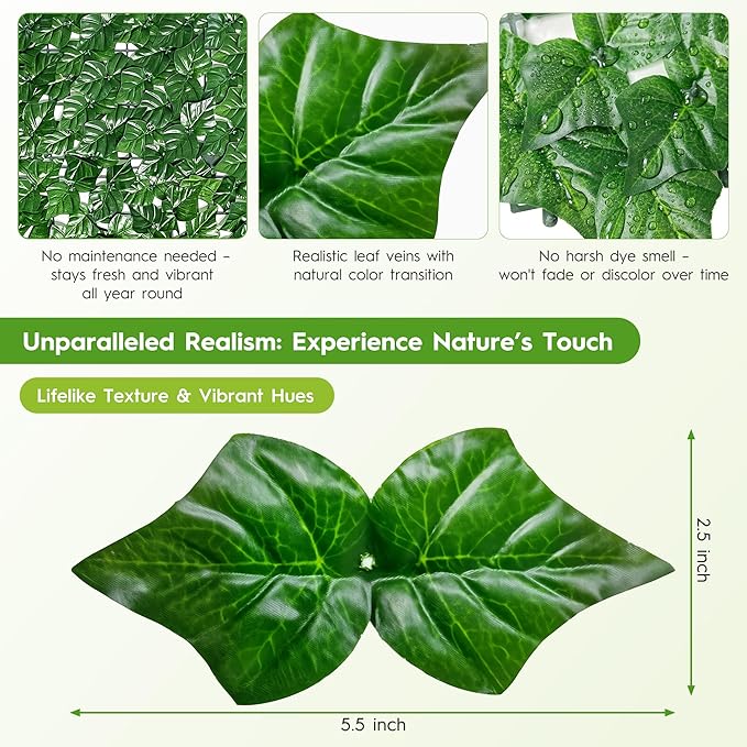 Bybeton Artificial Ivy Privacy Fence Screen - 40" X 120" UV-Anti Fake Leaves Vines - Patio Balcony Privacy, Garden, Backyard Greenery Wall Decor