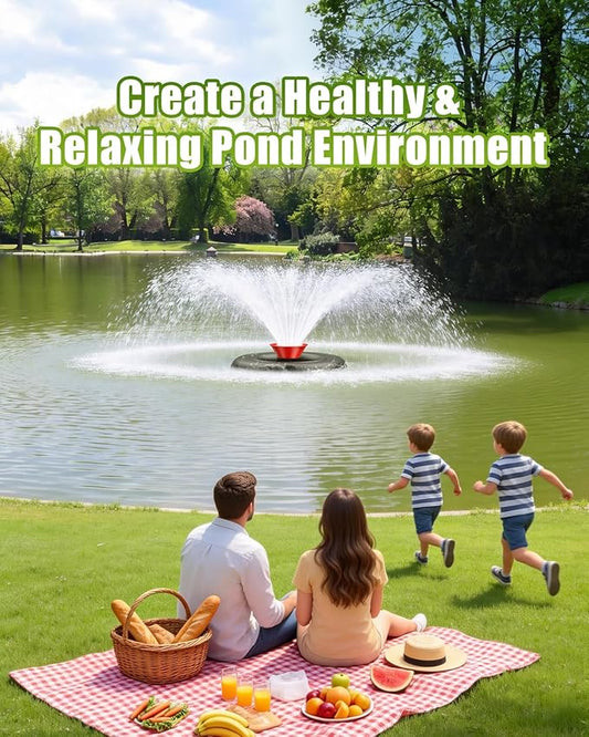 Pond Fountain Pump for Outdoor Pond – 1HP 750W 15000 GPH Submersible, 360° Circulation & Oxygenation, Dual Spray, Garden, Backyard, Fish Pond, Irrigation