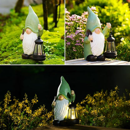 Gnome Statue with Solar Lantern - Gnomes Decorations for Yard Garden Decor - Unique Gifts for Women,Mom