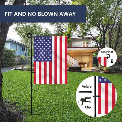 Garden Flag Stand, Thickened Pole Sturdy Straight Premium Metal Yard Flag Holder Weather-Proof Flagpole with Clip and Stopper for Seasonal Christmas Garden Flag, Outdoor Decor Decoration