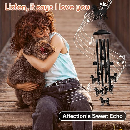 Poodle Wind Chimes for Outside, 34.6 Inch Weather-Resistant Metal Wind Chimes with 4 Aluminum Tubes, Pet Memorial Sympathy Gift for Poodle Dog Lovers, Patio Yard Garden Decor
