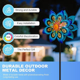 Solar Wind Spinners Outdoor - H60xW13 Metal Yard Art Kinetic Wind Spinners with Colorful LED Crackle Ball, Peacock-Style Windmill for Yard Lawn Garden Decor, Gardening Gifts for Women
