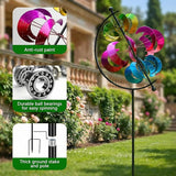 Large Kinetic Wind Spinner Outdoor Metal - 3D Wind Sculptures & Catchers with Stable Stake, Multi-Color Yard Art Decoration for Garden, Patio, Lawn, and Backyard