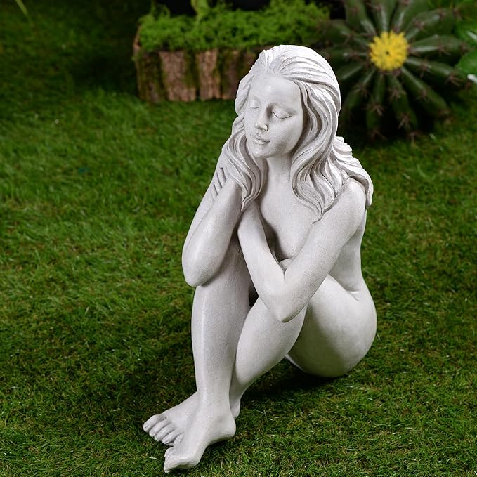 Hi-Line Gift Ltd. Thinking Lady Sculpture Resin Garden Statue